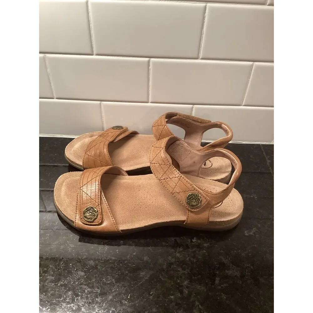 Taos Pioneer Women’s Leather Ankle Strap Slingback Sandals Brown Size 9 - Picture 5 of 10